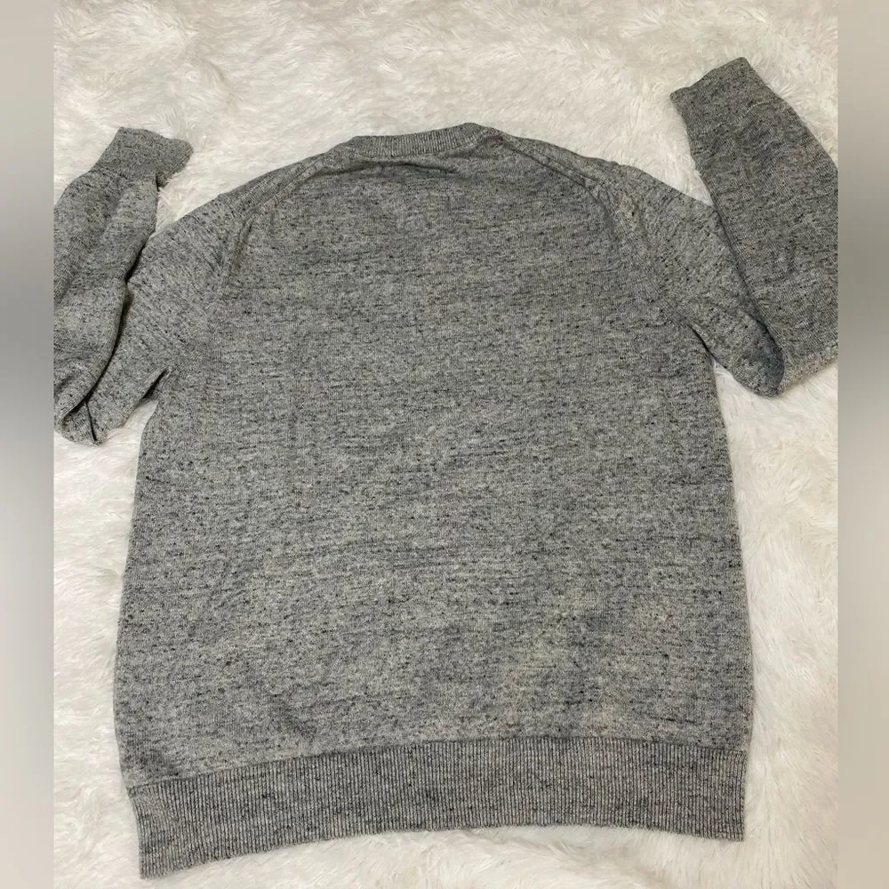 Express V-Neck Sweater Pullover Embroidered Logo Gray Cotton men’s  Size L